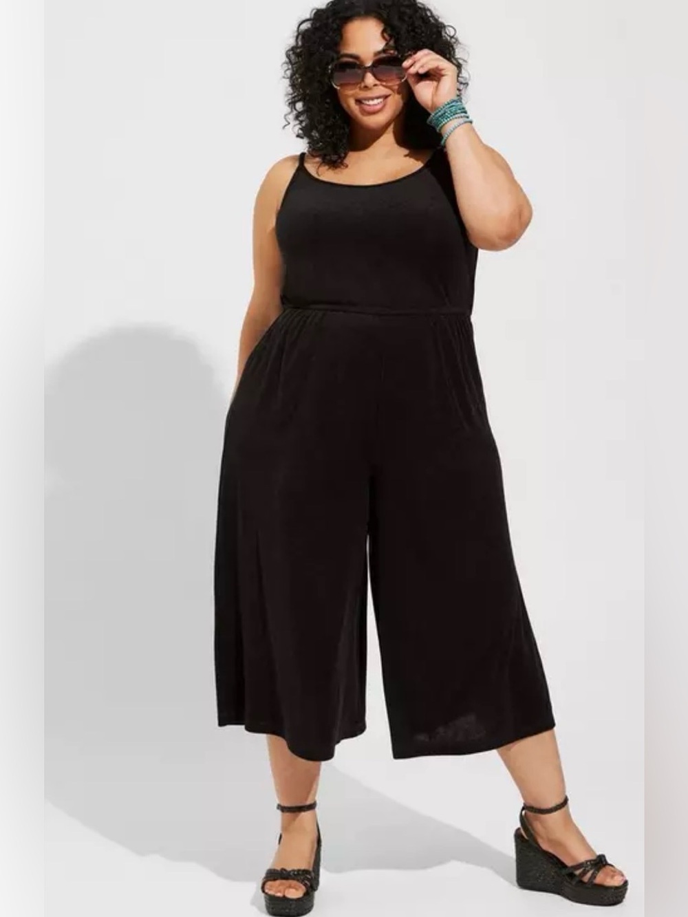 torrid Black Sleeveless Wide-Leg Jumpsuit